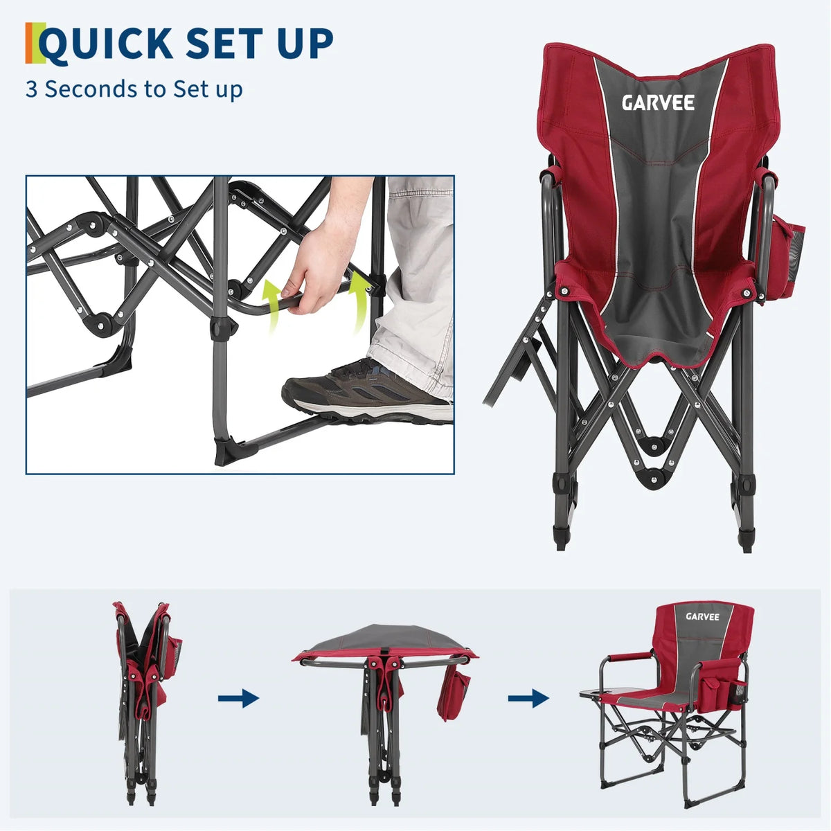 HiMISS Heavy Duty Folding Directors Chair With Cup Holder