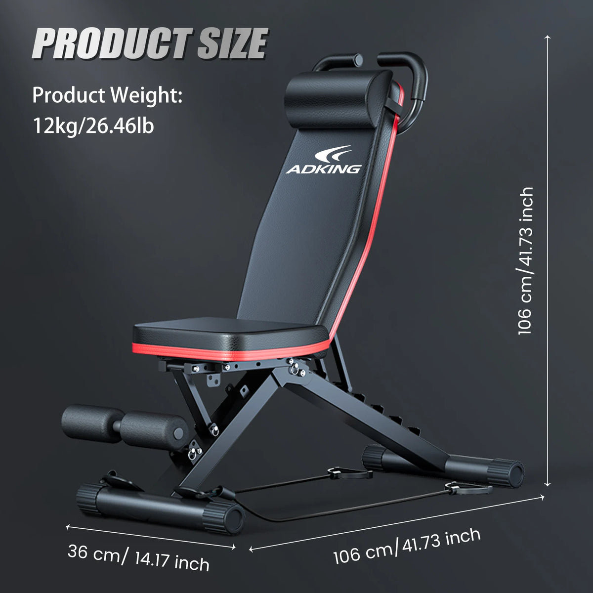 Foldable Weight Bench 1000lb Capacity Sit Up Assist Flat Incline