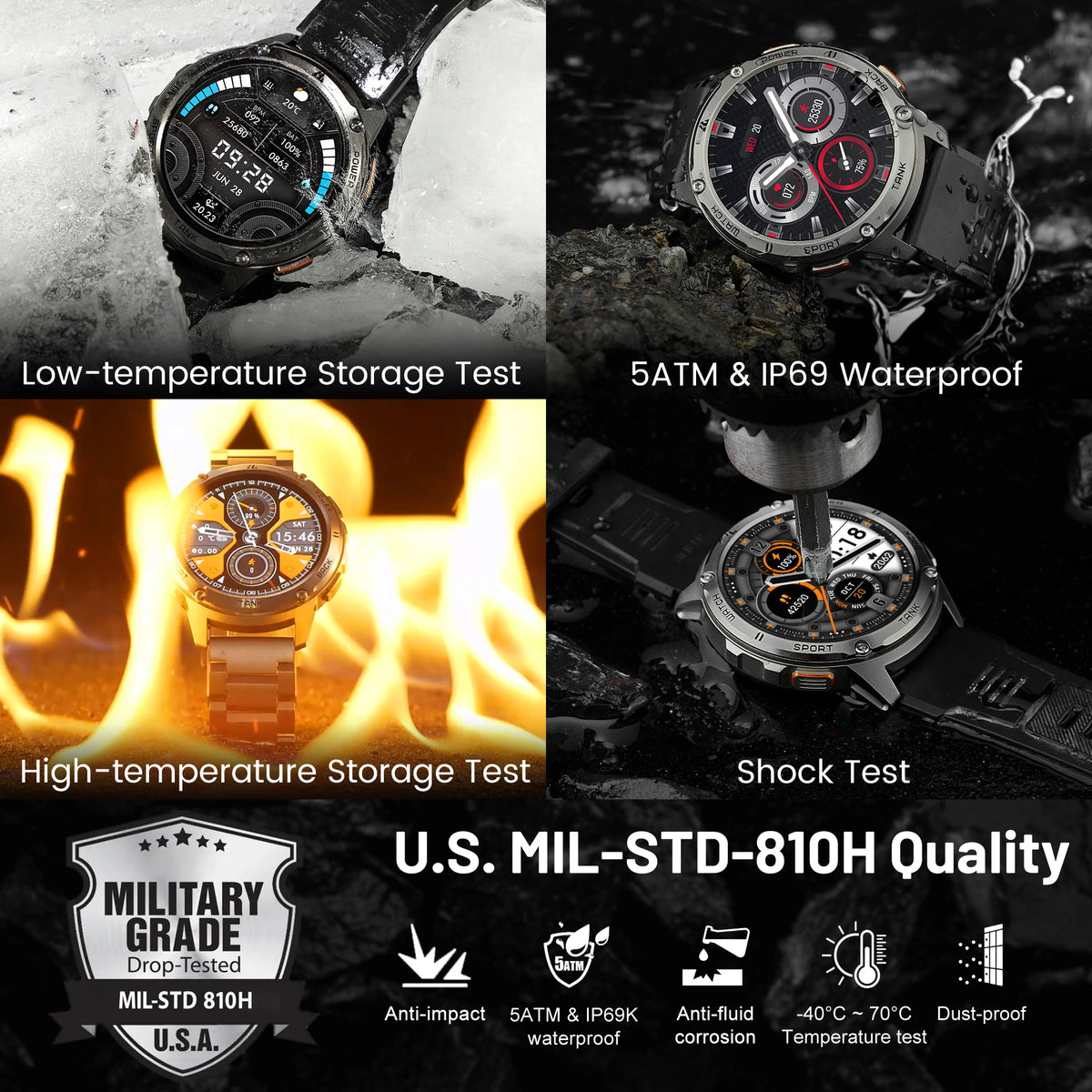 Kospet Tank T3 Smart Watch With Call And Fitness Tracking