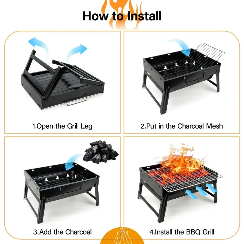 XIUWO Portable Folding Charcoal Grill For Outdoor Cooking