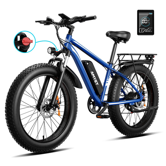 AMYET Electric Mountain Bike With Fat Tires And Dual Suspension