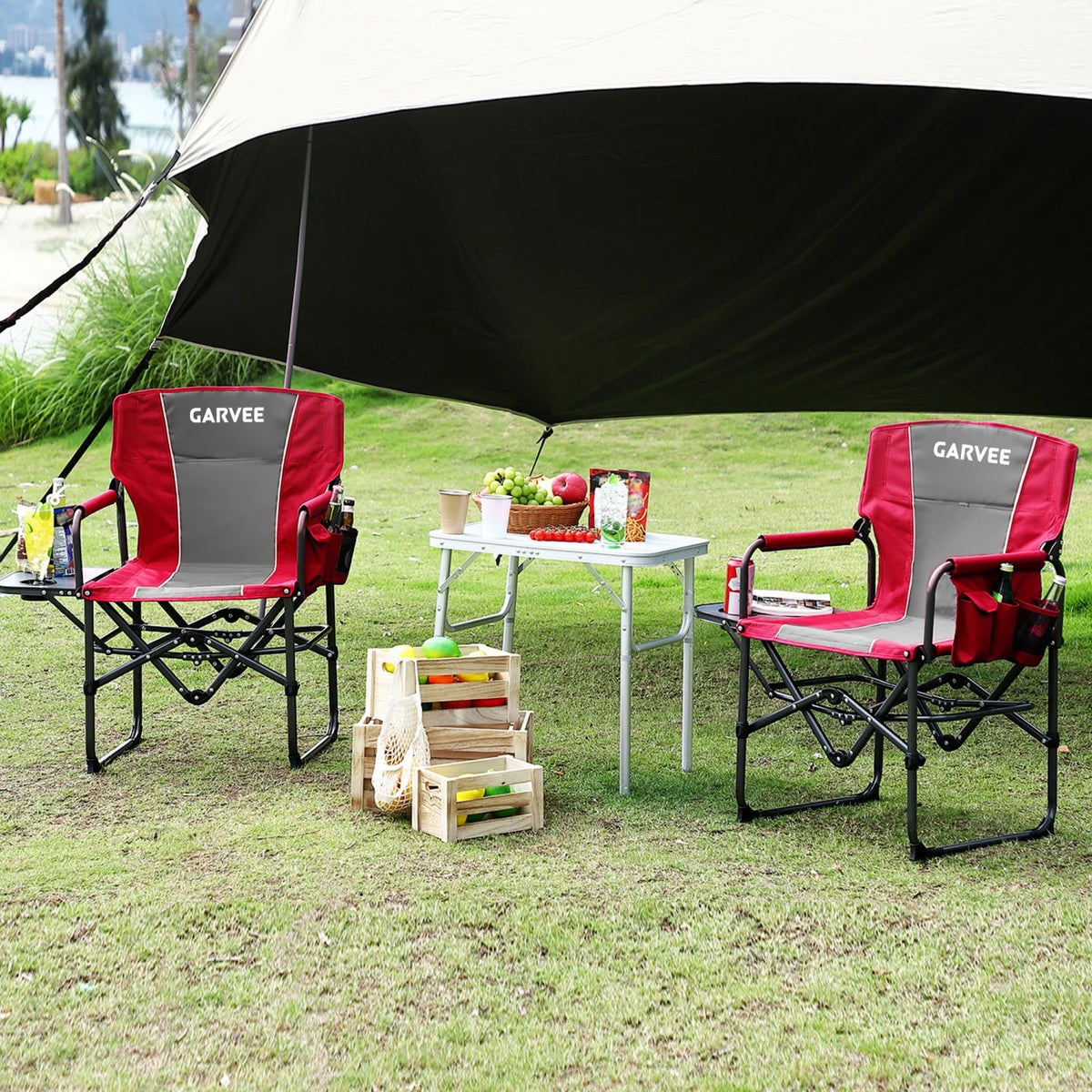 HiMISS Heavy Duty Folding Directors Chair With Cup Holder