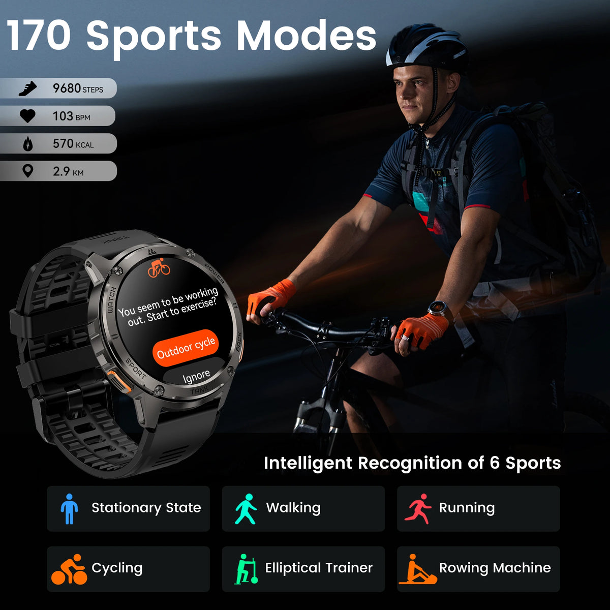 Kospet Tank T3 Smart Watch With Call And Fitness Tracking
