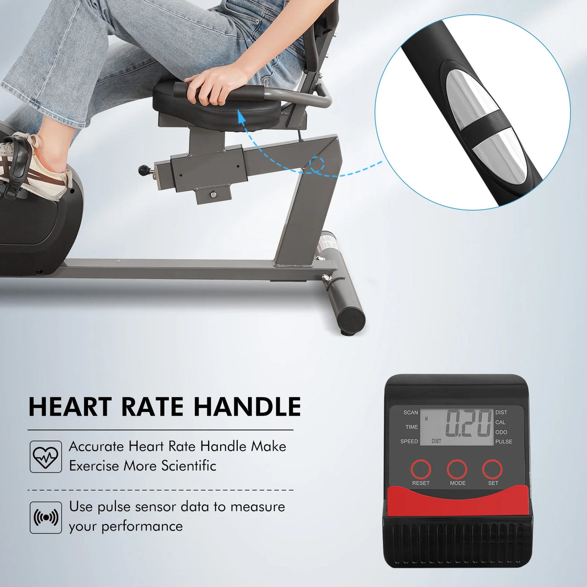 Quiet Recumbent Exercise Bike for Home With Eight Resistance Levels