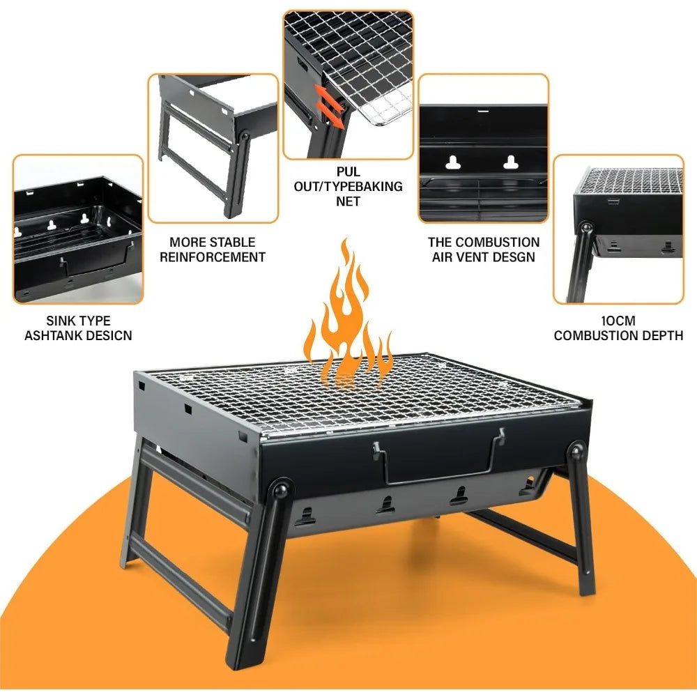 XIUWO Portable Folding Charcoal Grill For Outdoor Cooking