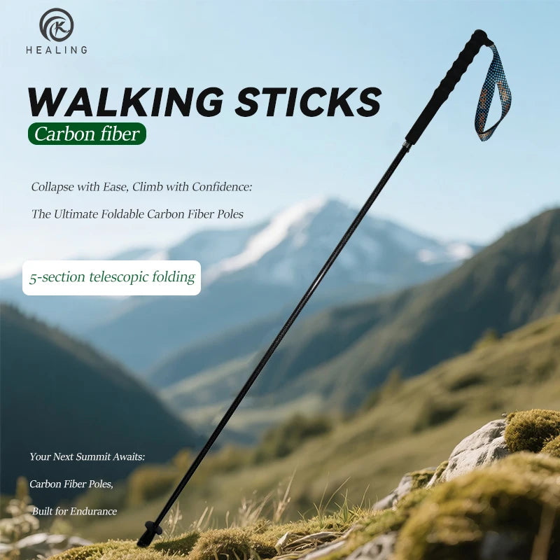 OKHEALING Lightweight Carbon Fiber Telescopic Trekking Poles