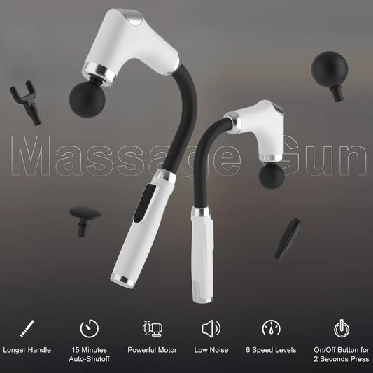 Long Handle Eight Attachment Rechargeable Massage Gun