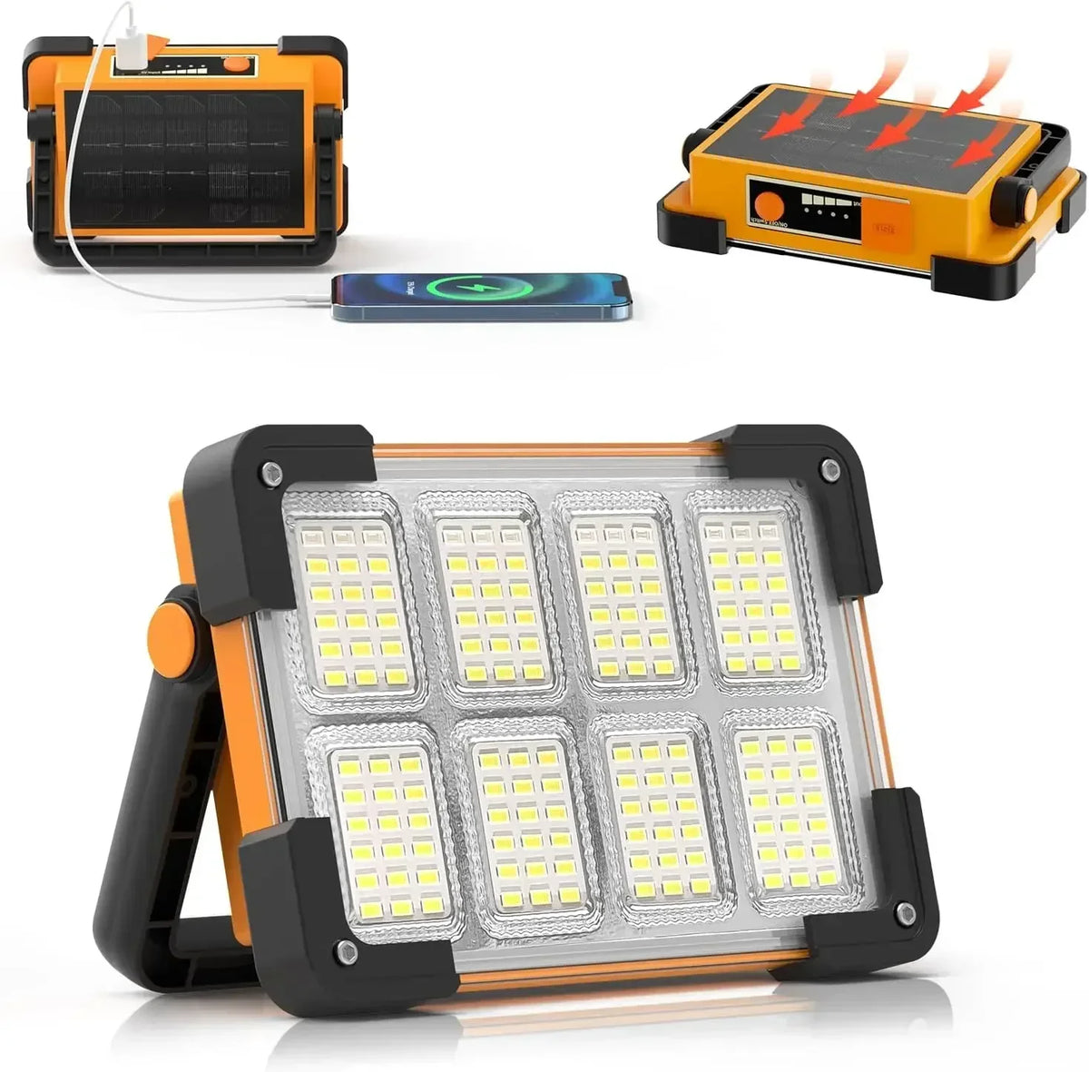 LED BARZ Rechargeable Solar Flood Light 144LED 10000LM Portable Outdoor