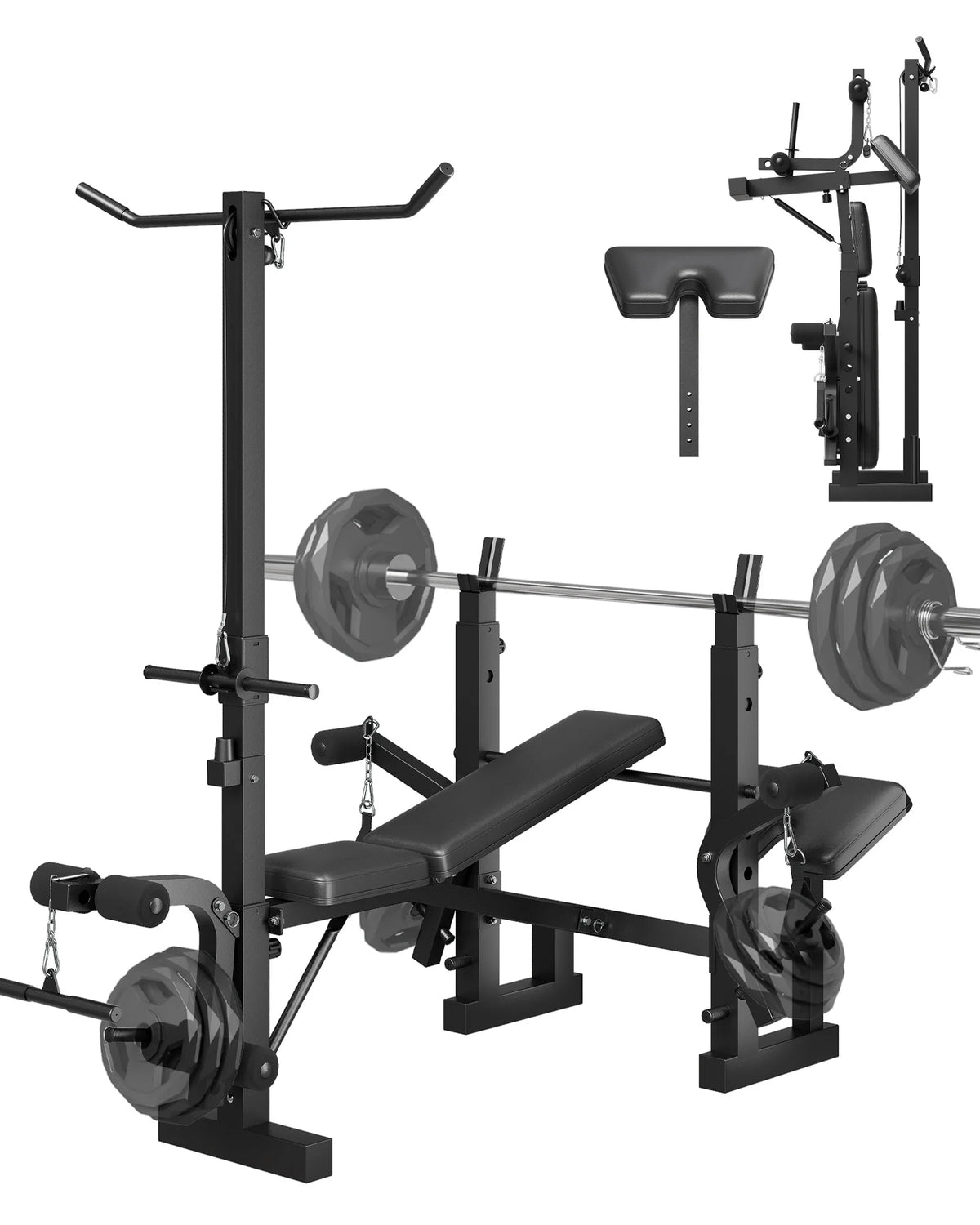 HiMISS Adjustable Weight Bench With Leg Developer And Rack