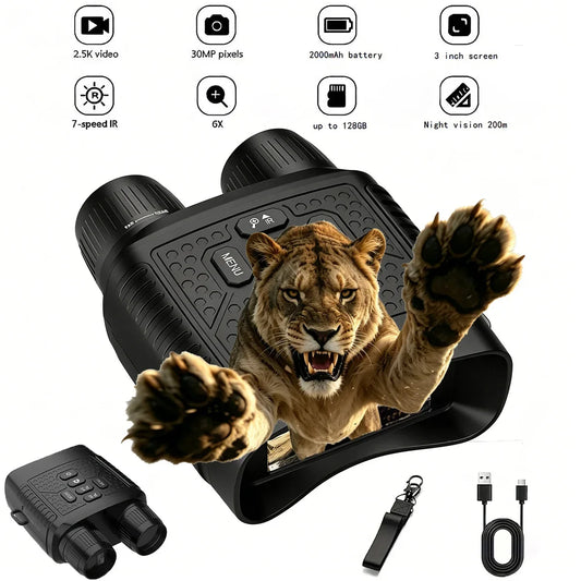 2.5K Night Vision Binoculars with 6X Zoom and Rechargeable Battery