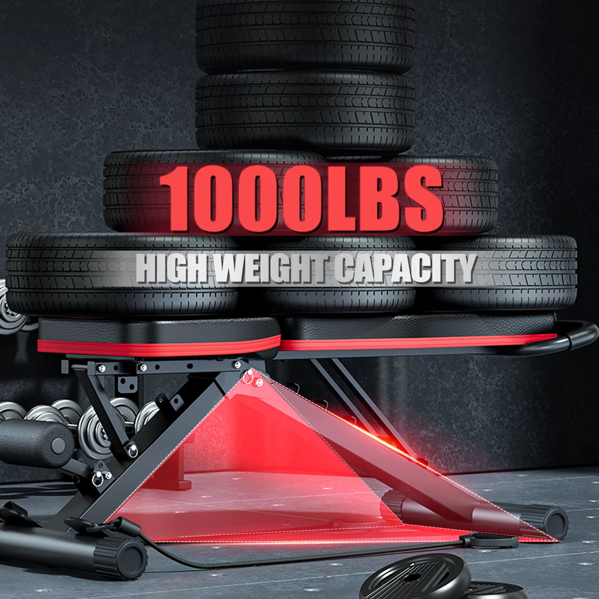 Foldable Weight Bench 1000lb Capacity Sit Up Assist Flat Incline