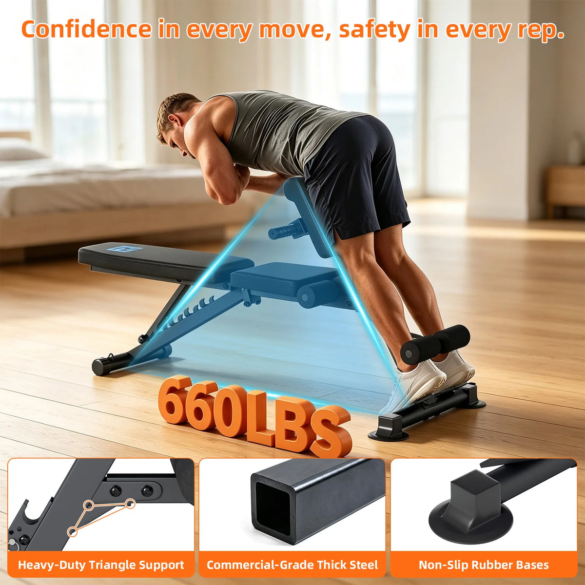 Adjustable Full Body Strength Training Bench With Resistance Bands