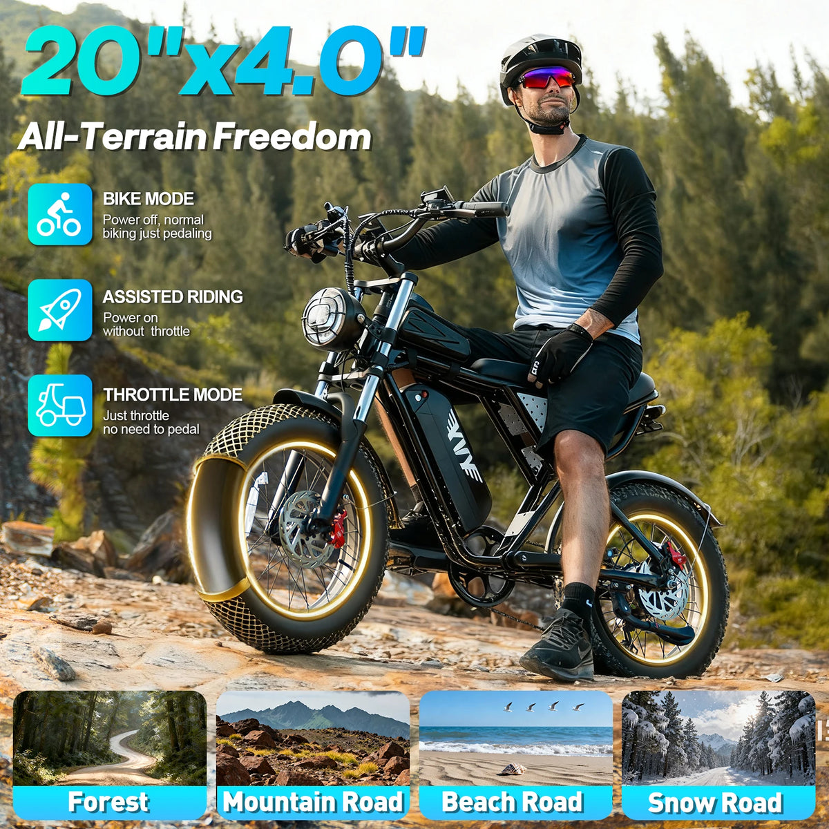 YVY K20 Lite Electric Fat Tire Mountain Bike For Adults