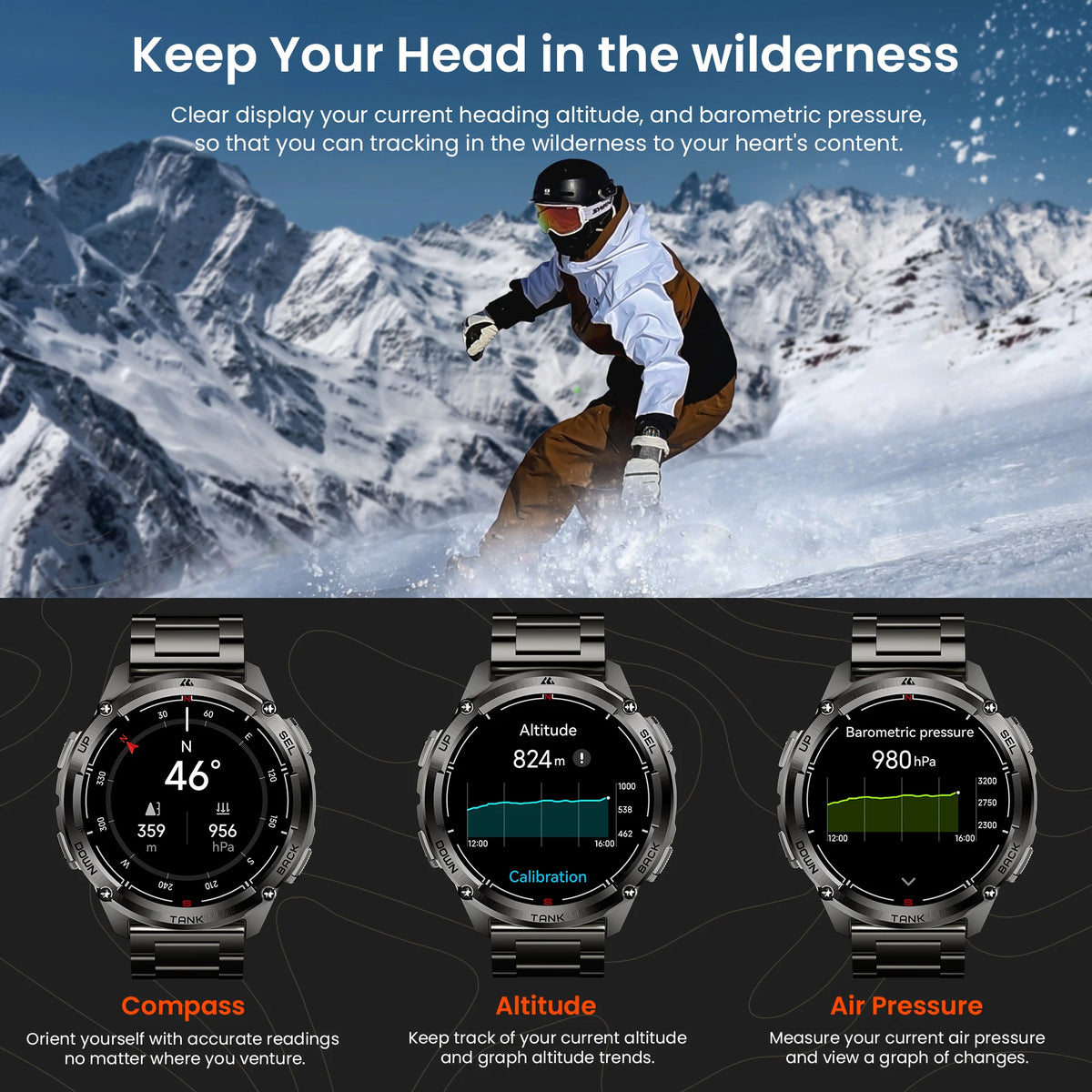 KOSPET Tank T3 Ultra 2 GPS Smartwatch Outdoor Altimeter Compass