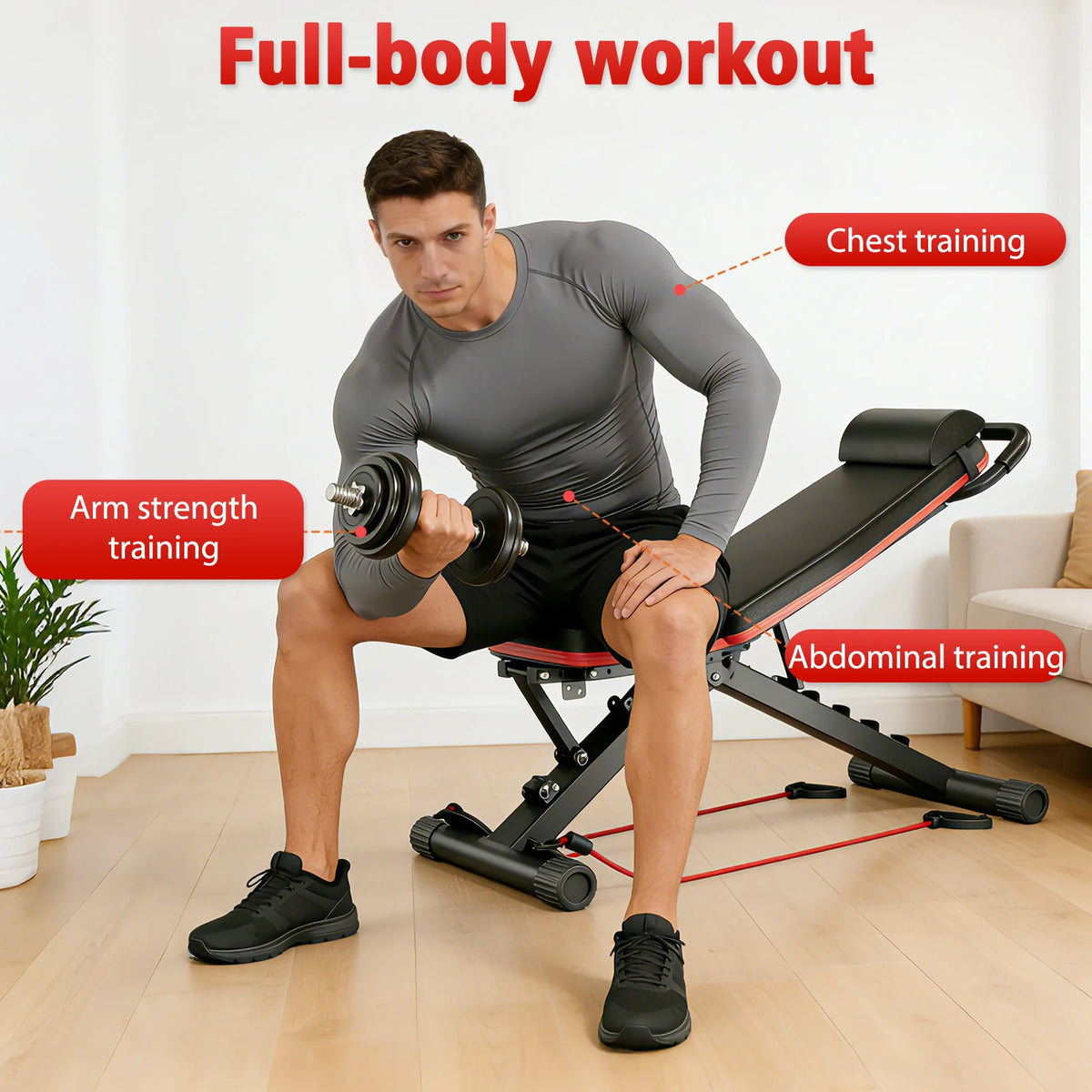 Foldable Adjustable Dumbbell Bench for Full Body Strength Training