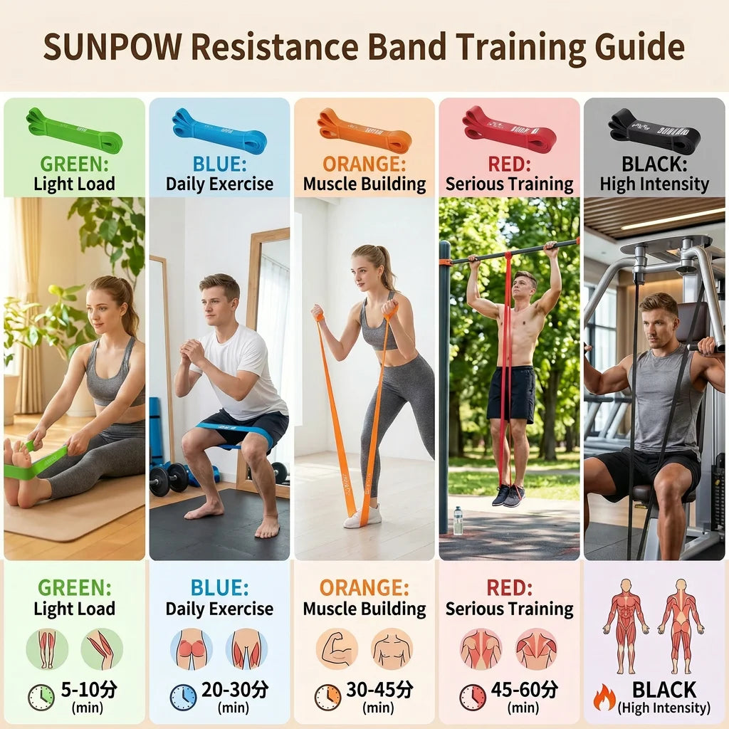 SUNPOW Pull Up Assistance Resistance Bands Set 5 Natural Latex