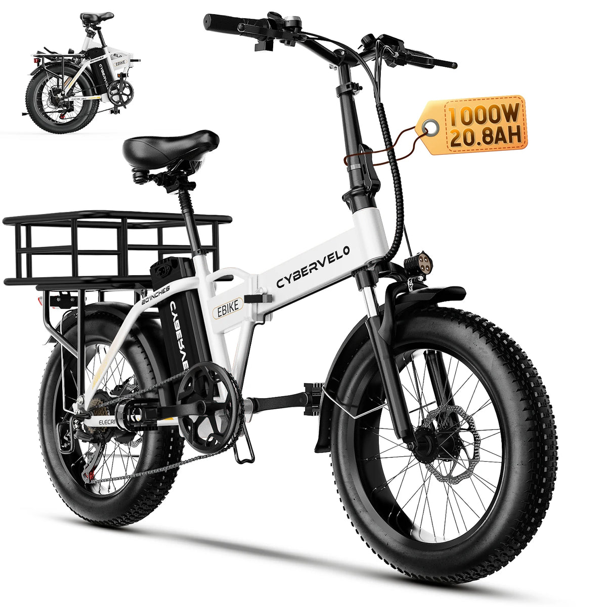 Cybervelo EK4 Folding Electric Bike With Long Range Fat Tires