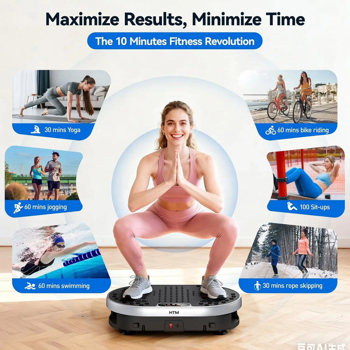 HTM Vibration Plate Exercise Machine With Remote And Led Display