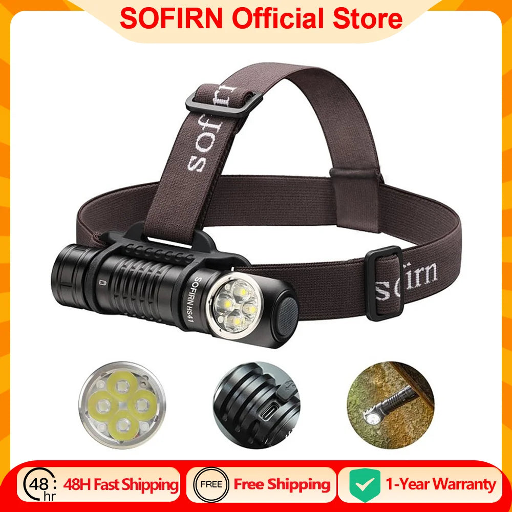 Sofirn HS41 Headlamp SST20 LED 4000LM USB C Rechargeable