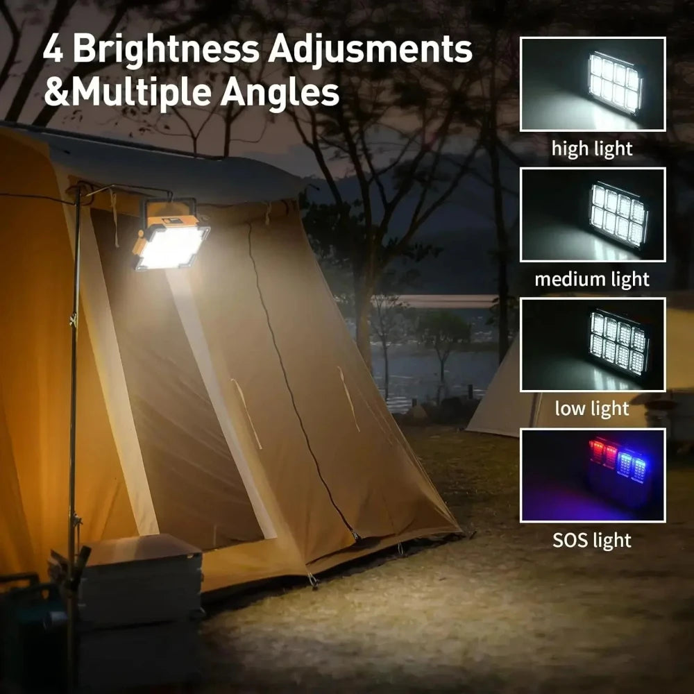 LED BARZ Rechargeable Solar Flood Light 144LED 10000LM Portable Outdoor