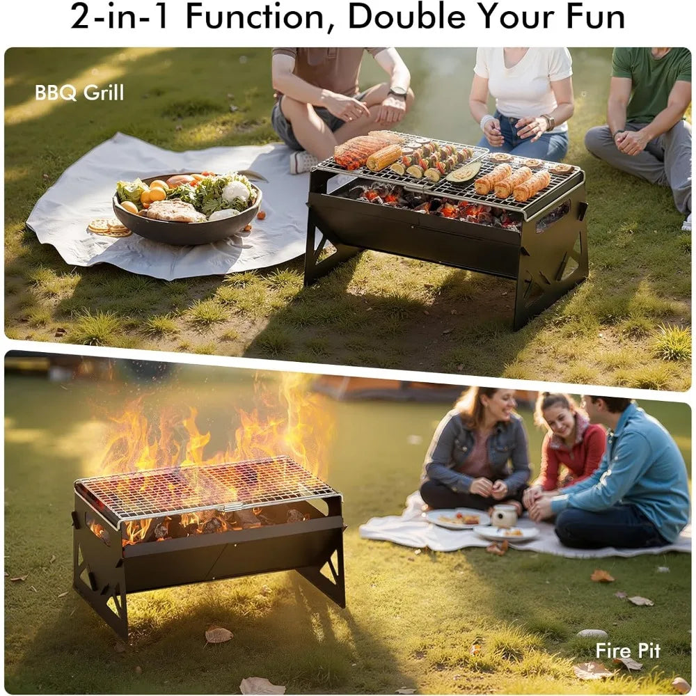 XIUWO Folding Portable Charcoal Grill For Camping And Outdoor Cooking