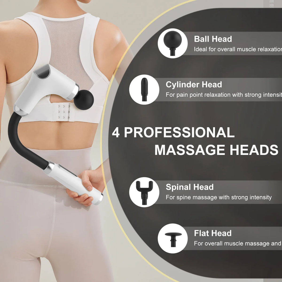 Long Handle Eight Attachment Rechargeable Massage Gun