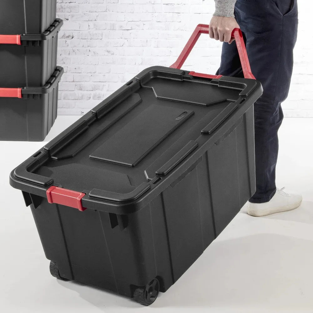 Sterilite Industrial Wheeled Storage Tote With Secure Handle