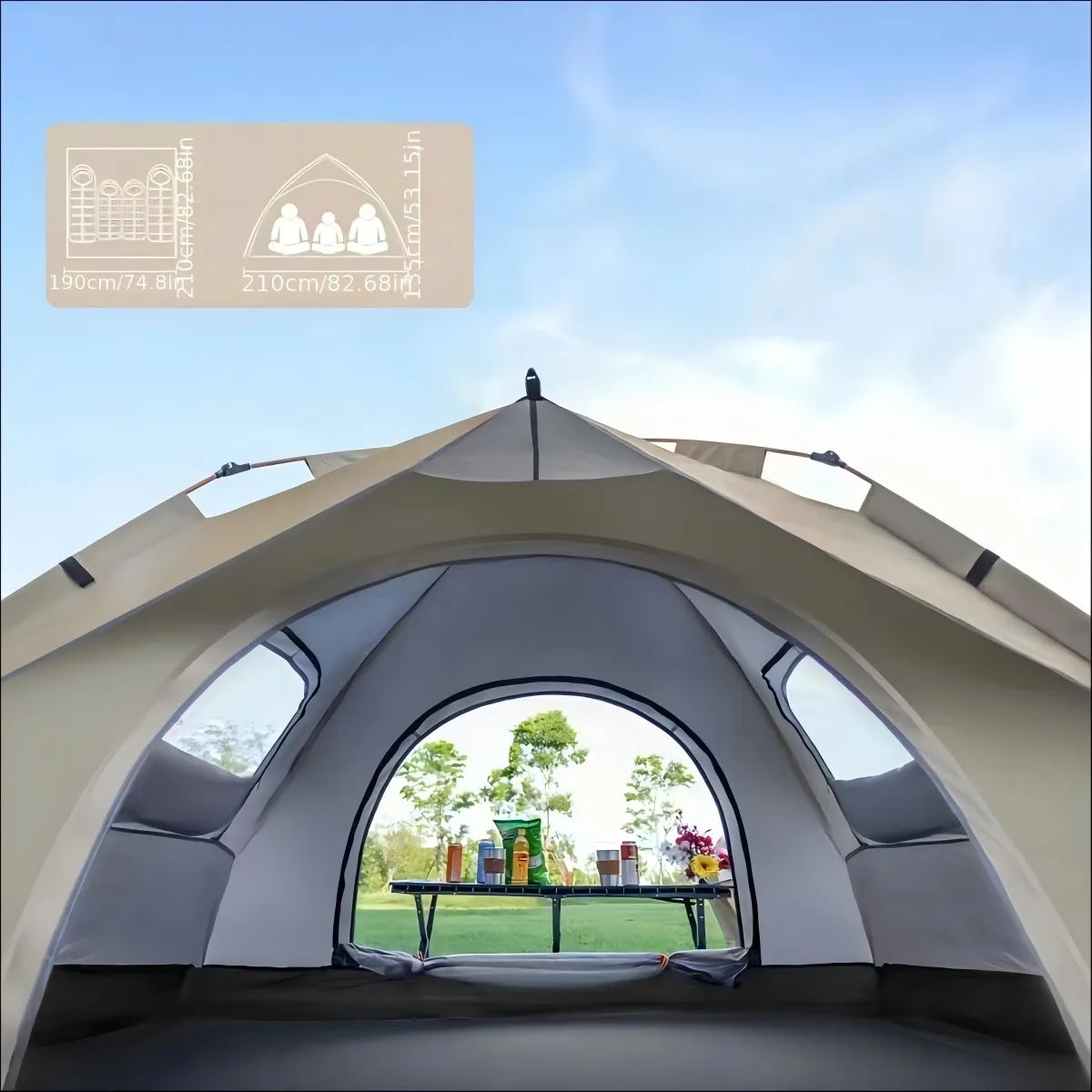 Pakicetus Automatic Family Camping Tent Quick Setup Weather Resistant Portable