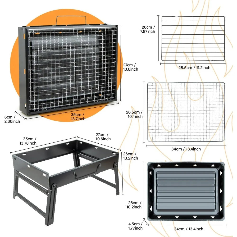 XIUWO Portable Folding Charcoal Grill For Outdoor Cooking