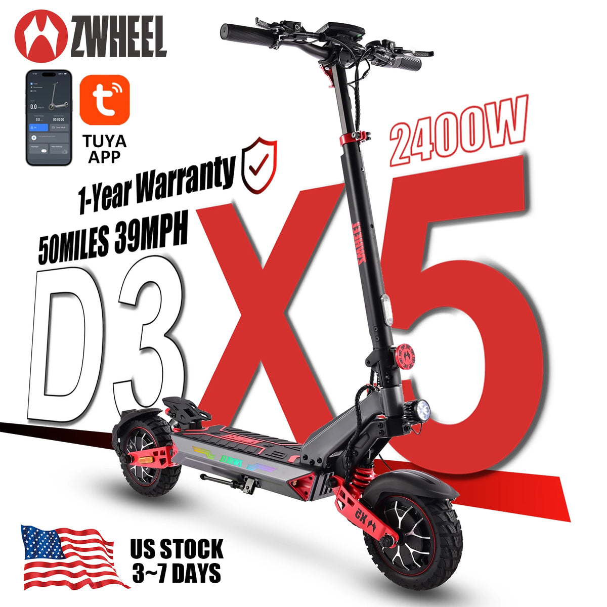 ZWHEEL D3 Dual Motors Electric Scooter With Smart App