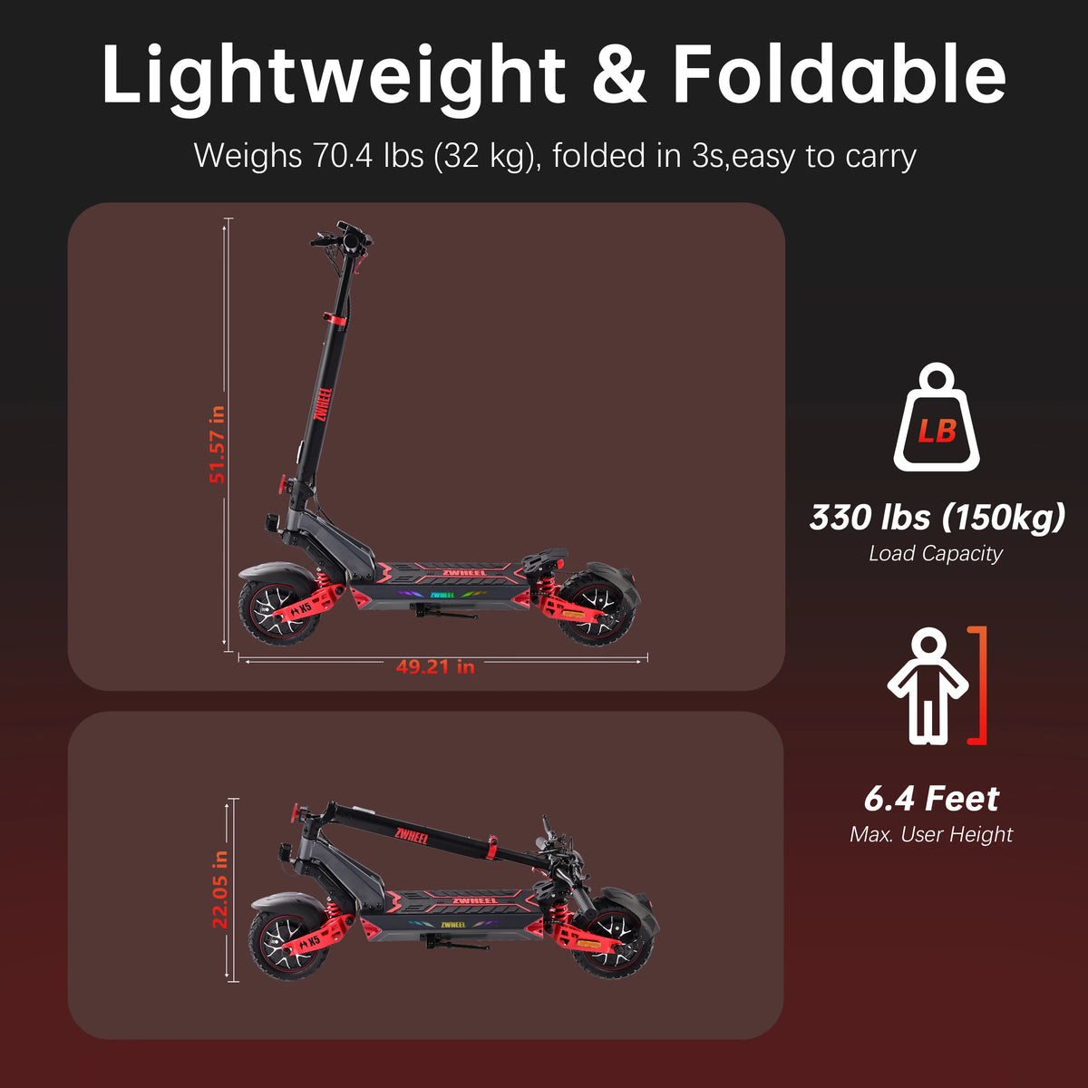 ZWHEEL D3 Dual Motors Electric Scooter With Smart App