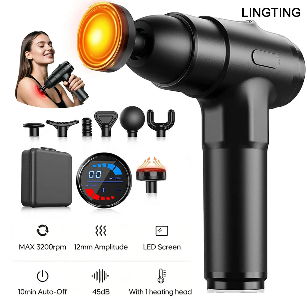 Lingteng Heating Massage Gun Deep Tissue Percussion Massager