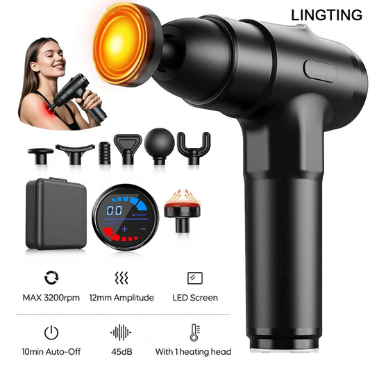 Lingteng Heating Massage Gun Deep Tissue Percussion Massager