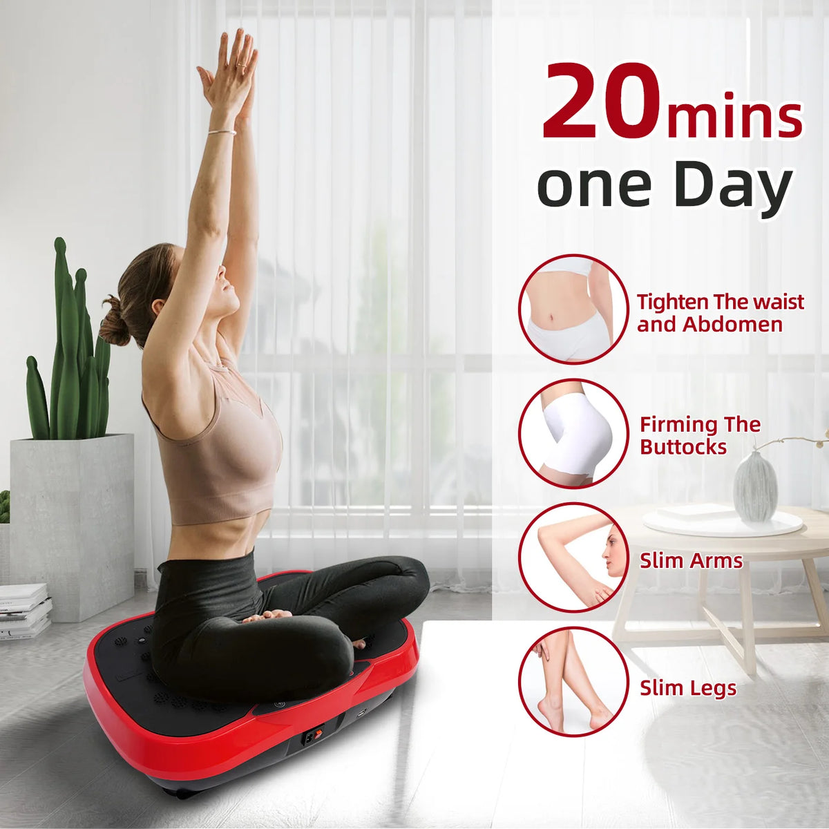 Portable Vibration Plate Exercise Machine Bluetooth Remote Adjustable Speed