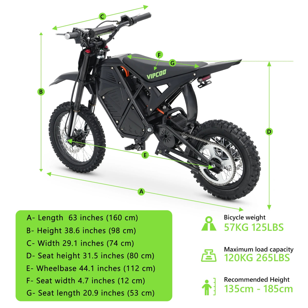 VIPCOO H3 3500W Fat Tire Electric Dirt Bike Motorcycle