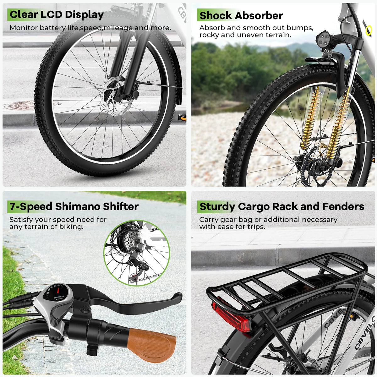Cybervelo Urban Commute Step Through Electric Bike With Seven Speed