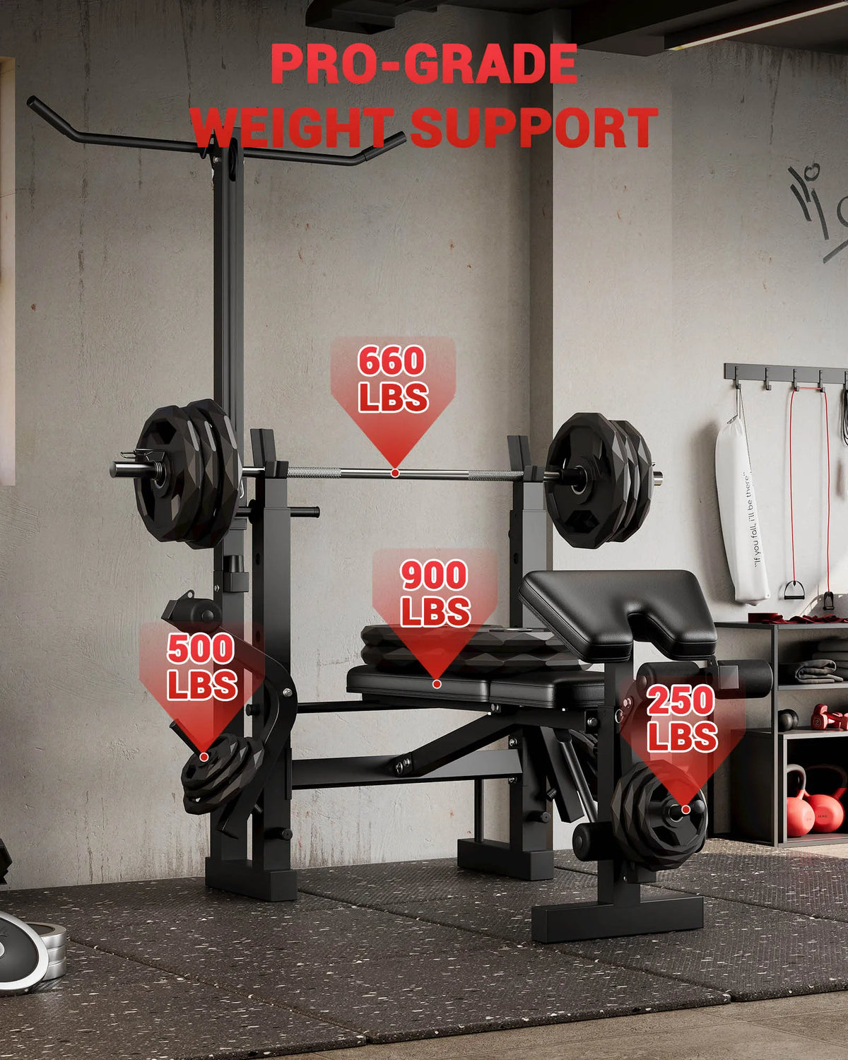 HiMISS Adjustable Weight Bench With Leg Developer And Rack