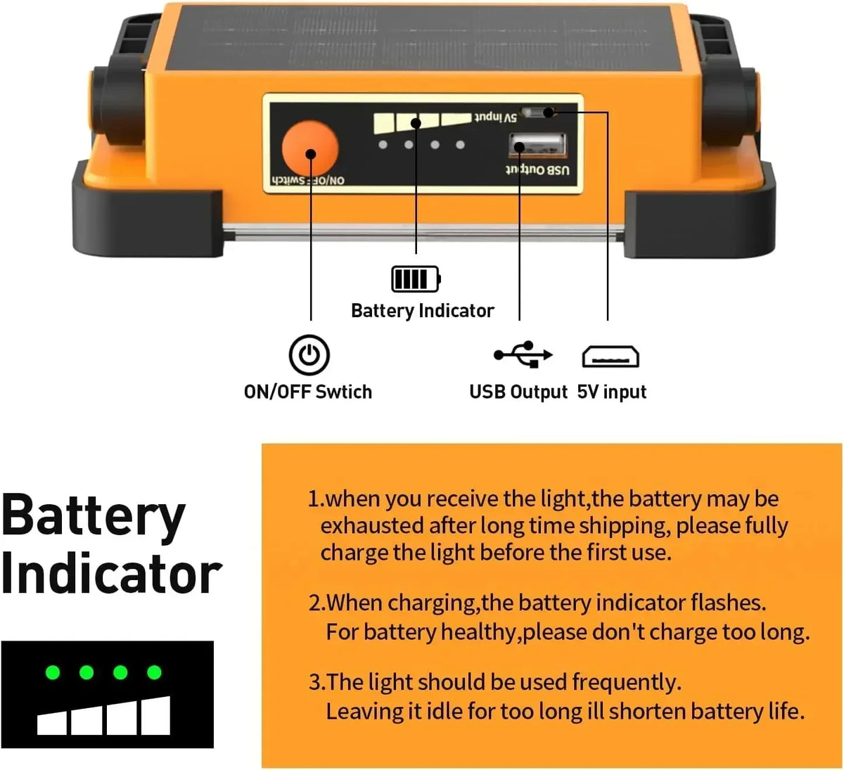 LED BARZ Rechargeable Solar Flood Light 144LED 10000LM Portable Outdoor