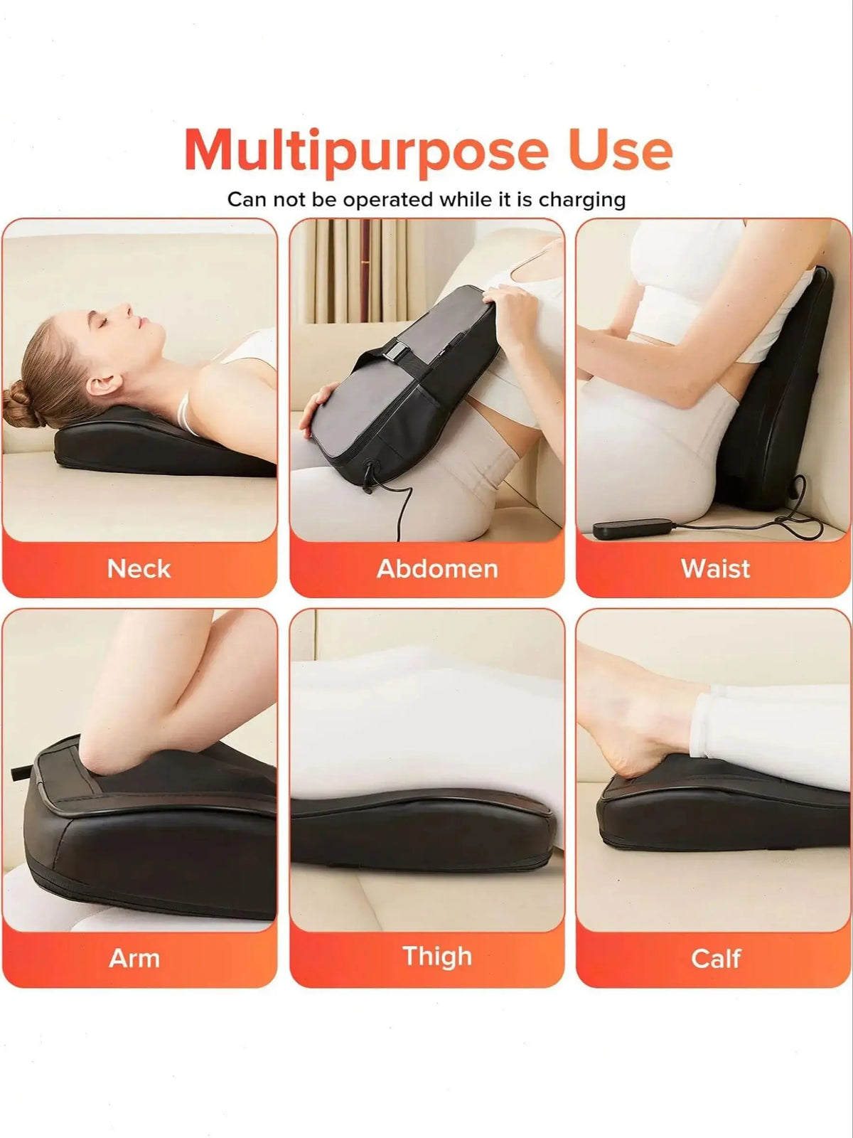LINGTENG 3D Heat Kneading Back Massager With USB Rechargeable Battery