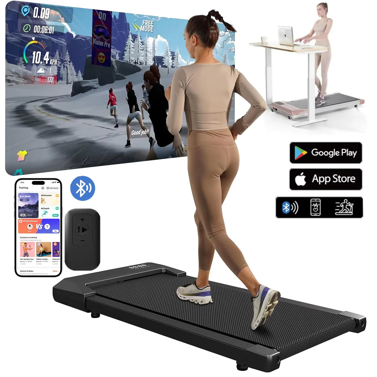 Superun Bluetooth Treadmill For Home With Wireless Heart Rate Monitor