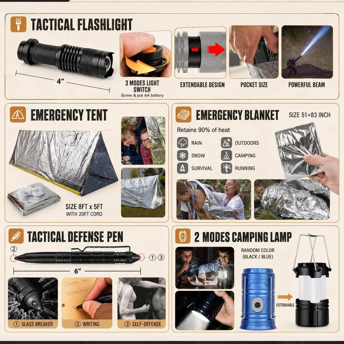 Comprehensive 258 Piece Car Emergency Safety Survival Kit