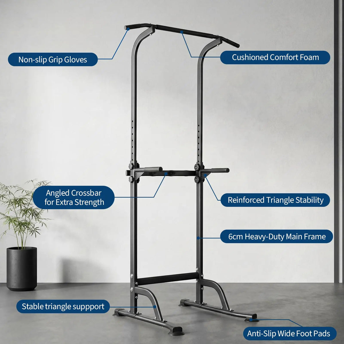 HiMISS Adjustable Power Tower Dip Station With Pull Up Bar