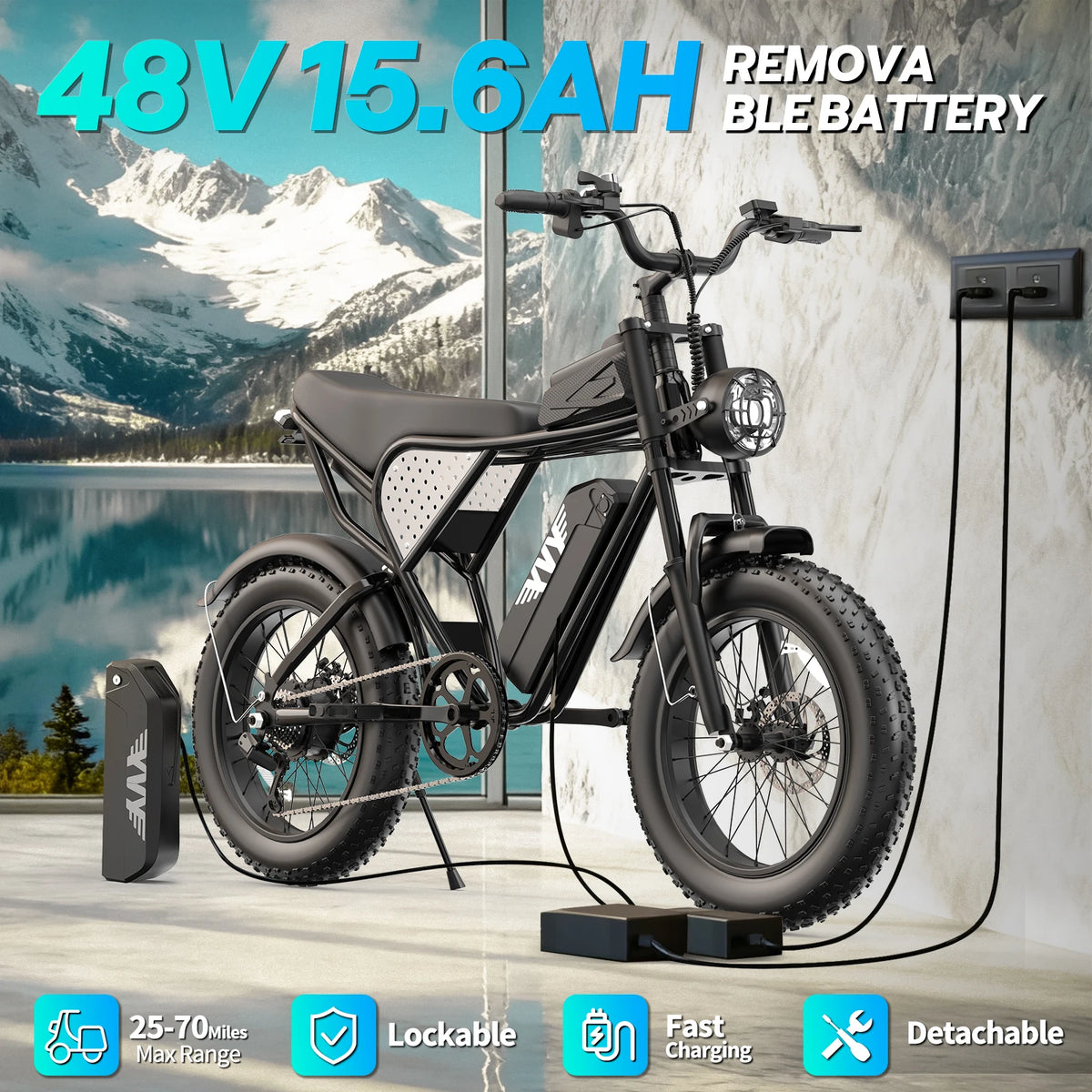 YVY K20 Lite Electric Fat Tire Mountain Bike For Adults