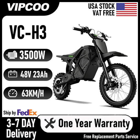 VIPCOO H3 3500W Fat Tire Electric Dirt Bike Motorcycle