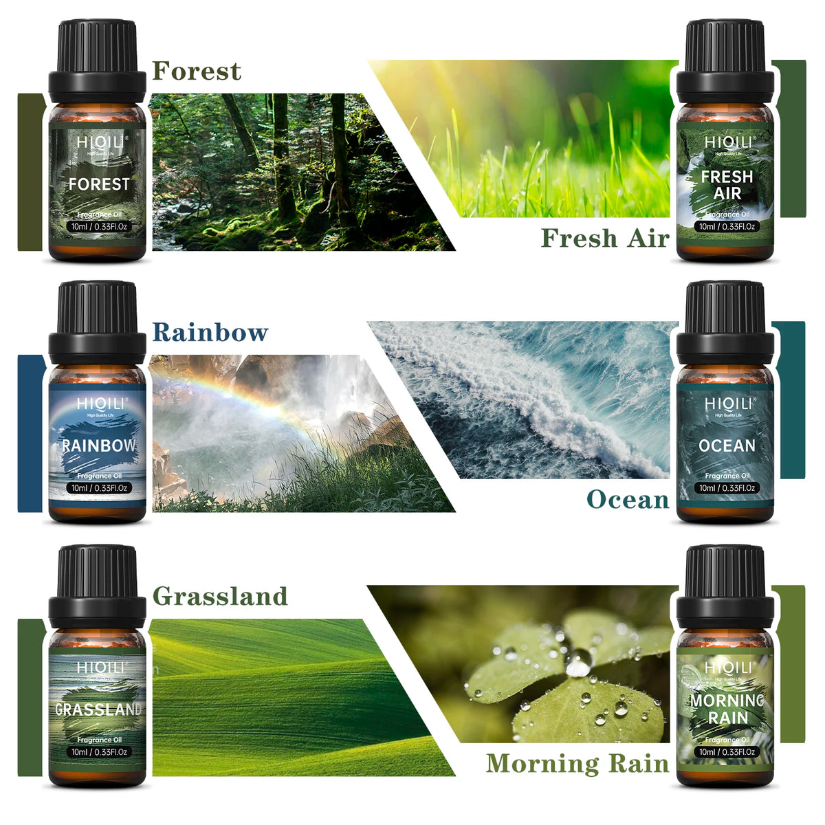 HIQILI Nature Theme Fragrance Oils Gift Set For Aromatherapy