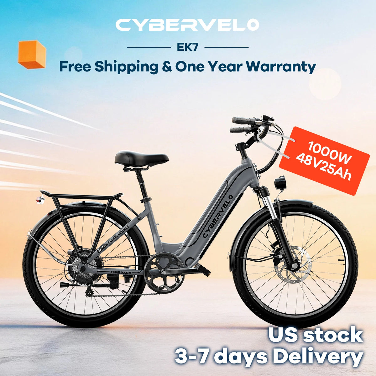 Cybervelo 500W Electric Bike With 48V 25Ah Detachable Battery Pack