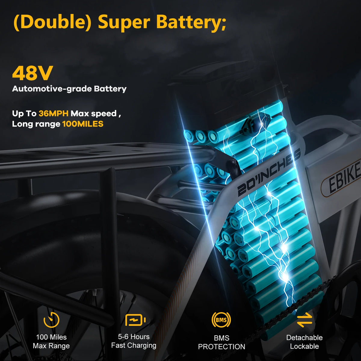 Cybervelo EK4 Folding Electric Bike With Long Range Fat Tires