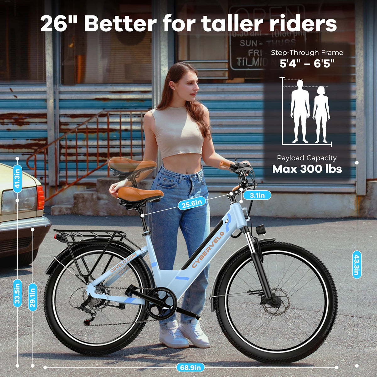 Cybervelo Urban Commute Step Through Electric Bike With Seven Speed
