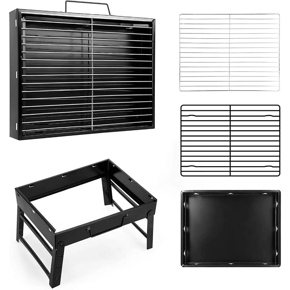 XIUWO Portable Stainless Steel Charcoal Grill For Outdoor Cooking