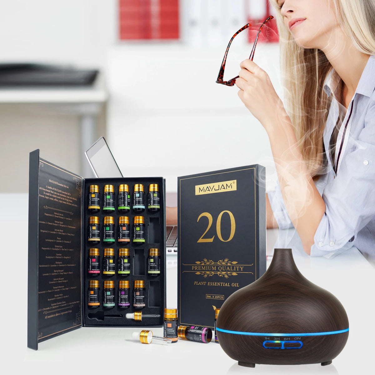 Mayjam Pure Essential Oil Gift Kit For Aromatherapy Diffuser